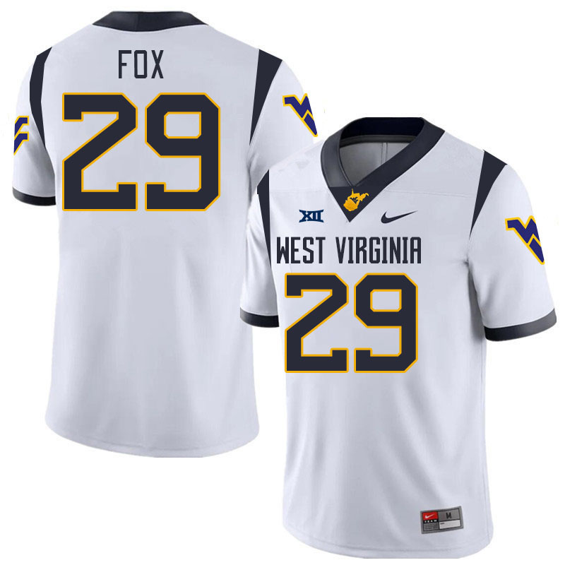 #29 Preston Fox West Virginia Mountaineers College 2024 New Uniforms Football Jerseys Stitched Sale-White